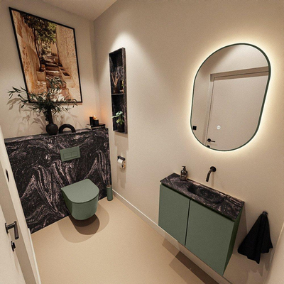 MONDIAZ TURE-DLUX Meuble toilette - 60cm - Army - EDEN - vasque Lava - position droite - sans trou de robinet