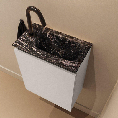 MONDIAZ TURE-DLUX Meuble de toilette 40cm Linen. Lavabo EDEN Lava position droite. Avec 1 trou de robinet.