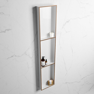 Mondiaz Easy nis 29.5x149.5x8cm voor Inbouw/opbouw 3 open vakken Solid surface Talc/Rust