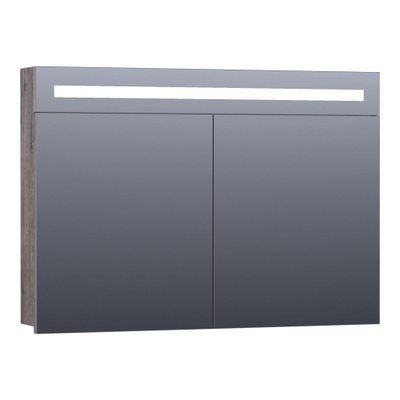 BRAUER 2.0 Spiegelkast - 100x70x15cm - verlichting geintegreerd - 2 links- en rechtsdraaiende spiegeldeuren - MFC - grey canyon