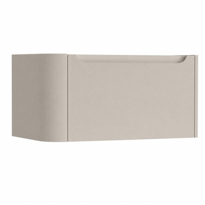 H&R Badmeubelen Juice Wastafelonderkast - 80x45x40cm - linkerhoek afgerond - 1 lade - geïntegreerde greep - beige mat