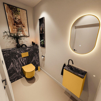 MONDIAZ TURE-DLUX 40cm toiletmeubel Ocher. EDEN wastafel Lava positie rechts. Met 1 kraangat.
