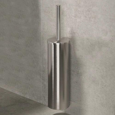 Geesa Nemox Toiletborstel Stainless Steel Closetborstelgarnituur wandmontage - witte borstelkop - geborsteld