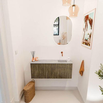 Mondiaz JOYA-DLUX 100cm toiletmeubel - kleur Dusk - Wastafel FAYE positie Rechts Zonder kraangat kleur Glace.