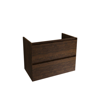 Saniclass Holz Pure Badkamermeubelset - 80x45x60cm - keramische wastafel wit - 1 wasbak - zonder kraangaten - 2 lades - Walnut pure