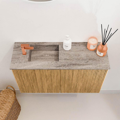 Mondiaz JOYA-DLUX 70cm toiletmeubel - kleur Oak - Wastafel FAYE positie Links 1 kraangat kleur Oza.