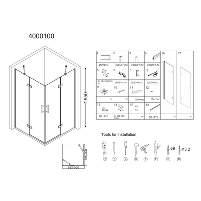 Best Design Erico Cabine de douche carrée accès d'angle 90x90x195cm verre Nano 6mm