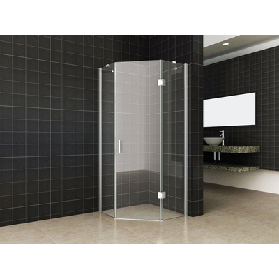 Wiesbaden Pento cabine avec 1 porte battante 900 x 900 x 2000 x 8 mm verre clair nano chrome