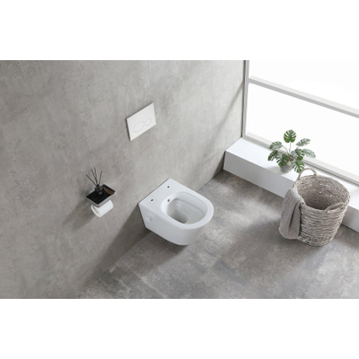 Wiesbaden Vesta WC suspendu rimless avec robinet de bidet eau froide brillant blanc