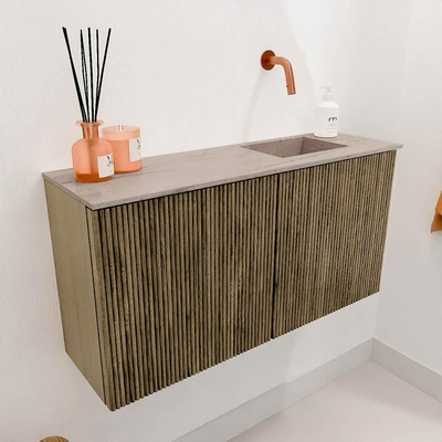 Mondiaz JOYA-DLUX 80cm toiletmeubel - kleur Dusk - Wastafel FAYE positie Rechts Zonder kraangat kleur Saba.