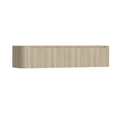 H&R Badmeubelen Juice Wastafelonderkast - 180x45x40cm - linkerhoek afgerond - 2 lades - geïntegreerde greep - French oak