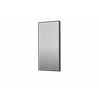 INK SP19 miroir - 50x4x100cm rectangle en cadre acier incl dir LED - chauffage - changement de couleur - dimmable et interrupteur - métal brossé noir