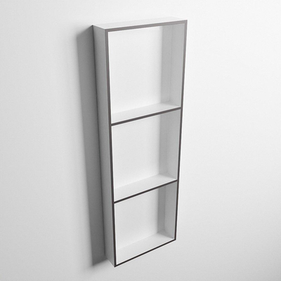 Mondiaz Easy nis 29.5x89.5x8cm voor Inbouw/opbouw 3 open vakken Solid surface Talc/DarkGrey