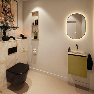 MONDIAZ TURE-DLUX Meuble de toilettes 40cm Oro. EDEN lavabo Frappe position droite. Sans trou de robinet.