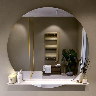 Mondiaz SPOT miroir – Ø 120 cm – avec tablette – Talc (blanc)