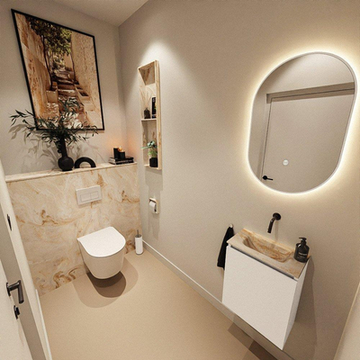 MONDIAZ TURE-DLUX 40cm toiletmeubel Talc. EDEN wastafel Frappe positie midden. Zonder kraangat.