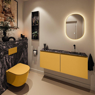 MONDIAZ TURE-DLUX meuble WC 120 cm Ocher. EDEN lavabo Lava position droite. Sans trou de robinet.
