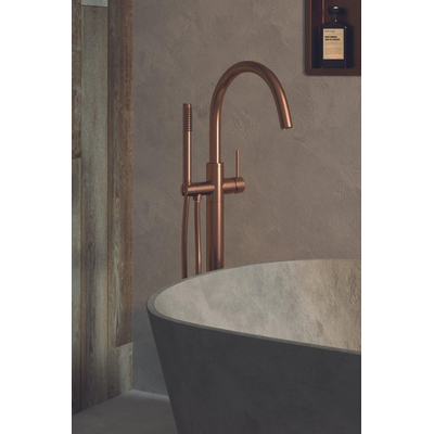 Brauer Copper Edition Mitigeur de baignoire sur pied - douchette barre 1 jet - 2 poignées lisses - PVD - cuivre brossé
