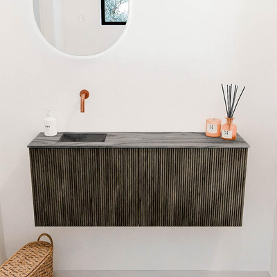 Mondiaz JOYA-DLUX 100cm meuble de salle de bains - couleur Shadow - Vasque FAYE position Gauche Sans trou de robinet couleur Sombra.
