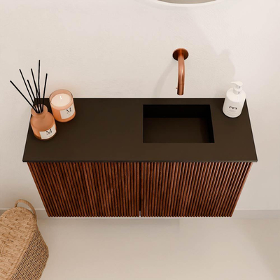 Mondiaz JOYA 70cm toiletmeubel - kleur Ruby - Wastafel FAYE positie Rechts Zonder kraangat kleur Urban.