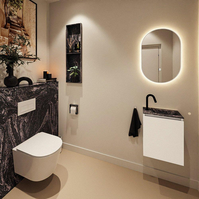 MONDIAZ TURE-DLUX 40cm toiletmeubel Talc. EDEN wastafel Lava positie rechts. Met 1 kraangat.