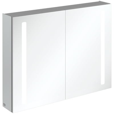 Villeroy & Boch my view 14 My View spiegelkast - met 2 deuren - met geïntegreerde LED verlichting verticaal - 100x75x17.3cm - zilver