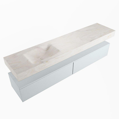 Mondiaz ALAN-DLUX Ensemble de meuble - 200cm - meuble Clay mat - 2 tiroirs - Lavabo Cloud Ostra suspendu - vasque Gauche - 1 trou de robinet