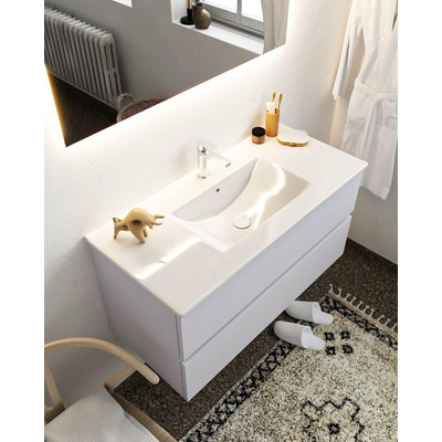 Mondiaz VICA ensemble de meuble de salle de bain - 100cm - meuble sous-vasque cale - 2 tiroirs - lavabo denia milieu - 1 trou de robinet - miroir LED - version XL 60cm haut