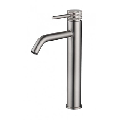Wiesbaden Ribbd XL Mitigeur lavabo haut avec coldstart acier brossé PVD