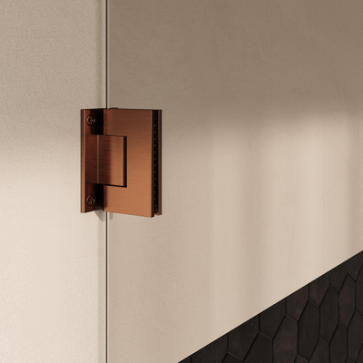 BRAUER Void Carving Cabine de douche - 80x80x200cm - porte battante - revêtement verre - réversible - verre clair - cuivre brossé PVD