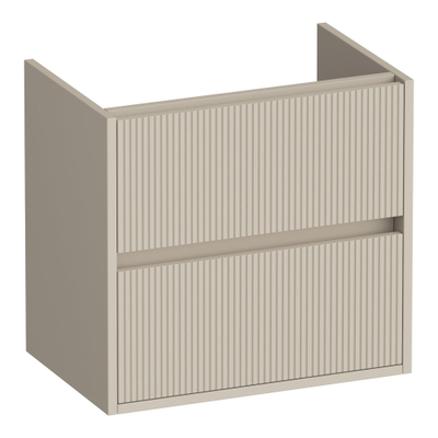 BRAUER Adore Wavy meuble sous lavabo peu profond 60 2 tiroirs softclose - sans poignée - 1 découpe pour le siphon - beige mat