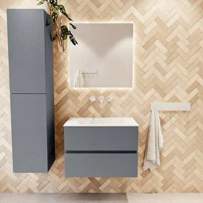 Mondiaz VICA ensemble de meuble de salle de bain - 70cm - meuble sous-vasque plata - 2 tiroirs - lavabo cloud milieu - sans trous de robinet - version haute de 60cm - talc