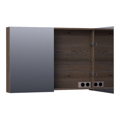 BRAUER Impress armoire de toilette - 100x70x15cm - sans éclairage - 2 portes miroirs double face - chêne à lamelles noir