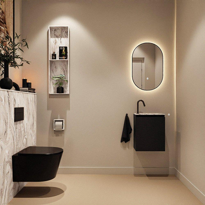 MONDIAZ TURE-DLUX 40cm toiletmeubel Urban. EDEN wastafel Glace positie rechts. Met 1 kraangat.