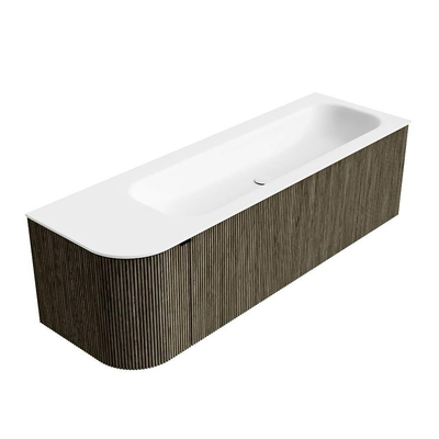 Mondiaz KURVE Ensemble de meuble de salle de bains - 145x46x40cm - 1 tiroir - 1 porte - lavabo solid surface - droit - sans trou de robinet - Shadow