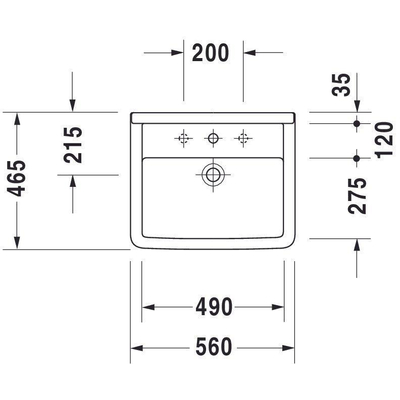 Duravit Starck 3 Philippe Starck - 3 opbouwwastafel - 56x46cm - wit