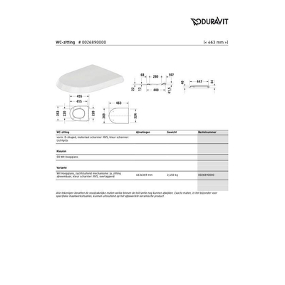 Duravit Qatego closetzitting softclose 36.9x46.3cm afneembaar glans wit