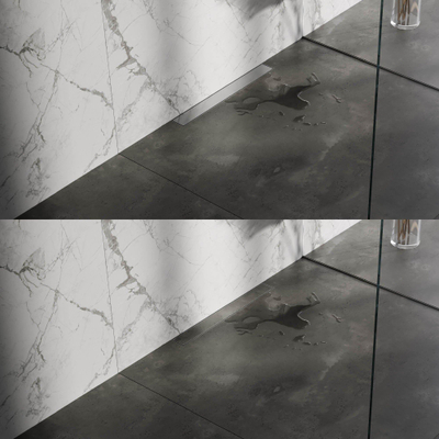 Brauer Caniveau de douche - 60x7.5cm - bride murale - grille à carreler réversible - inox - inox - inox brossé