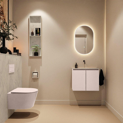 MONDIAZ TURE-DLUX Meuble toilette - 60cm - Rosee - EDEN - vasque Opalo - position centrale - sans trou de robinet