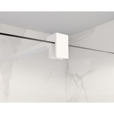 FugaFlow Eccelente Vetro douche à l'italienne salle de bain tige de stabilisation prolongée 200cm détachée avec matériel de fixation - blanc mat