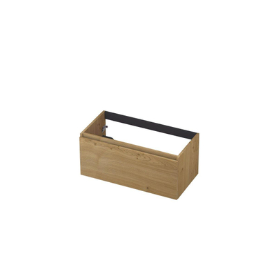 INK Wastafelonderkast - 90x45x40cm - 1 lade - greeploos - met houten keerlijst - MDF - Natur