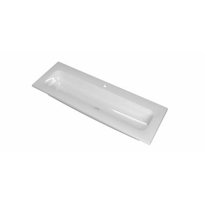 INK Reflekt lavabo - 120x40x1.5cm polystone central avec 1 trou de robinet - blanc brillant