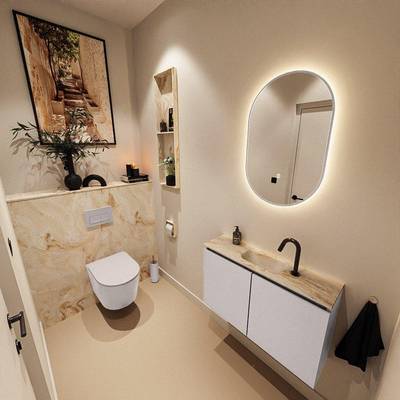 MONDIAZ TURE-DLUX 80cm toiletmeubel Cale. EDEN wastafel Frappe positie midden. Met 1 kraangat.