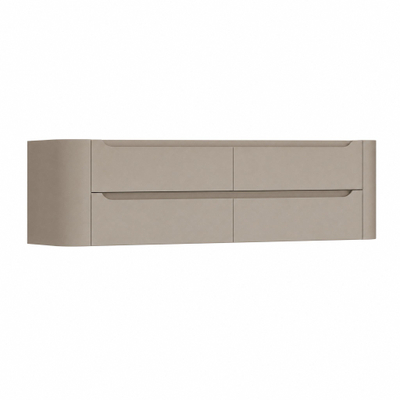 H&R Badmeubelen Juice Wastafelonderkast - 160x45x50cm - afgeronde hoeken - 4 lades - geïntegreerde greep - Olive