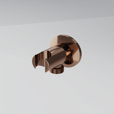 FugaFlow Eccelente Sobrado Coude mural - avec support douchette - rosace ronde - Cuivre brossé PVD