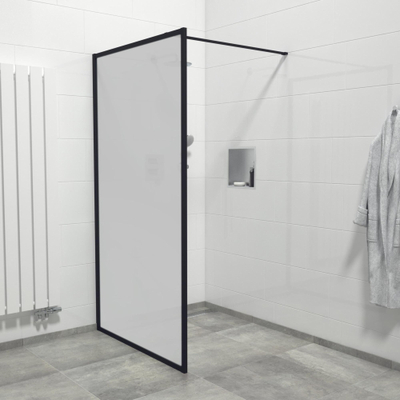 Saniclass Bellini Inloopdouche - 120x200cm - veiligheidsglas - mat glas - mat zwarte lijst rondom - anti kalk SHOWROOMMODEL