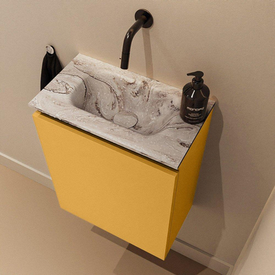 MONDIAZ TURE-DLUX 40cm toiletmeubel Ocher. EDEN wastafel Glace positie midden. Zonder kraangat.