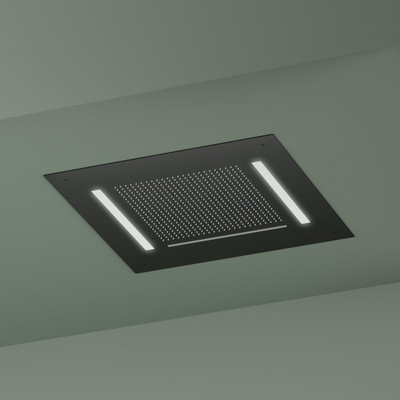 Hotbath Mate Douche de tête - carré - 50x50cm - cascade - éclairage à LED - Noir mat PVD