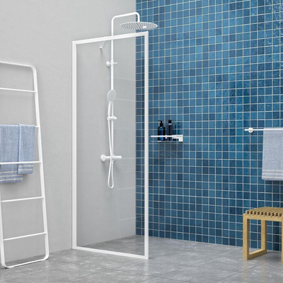 Sealskin contour douche à l'italienne type a3 88x200 c avec verre de sécurité transparent 6 avec blanc mat