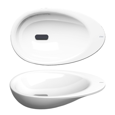 Clou First vasque de lavabo 36x21,8cm sans trou de robinet avec bonde Céramique Blanc
